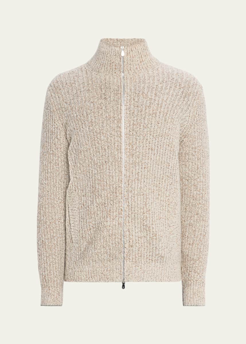 Brunello Cucinelli Men's Wool, Silk, and Cashmere Full-Zip Sweater
