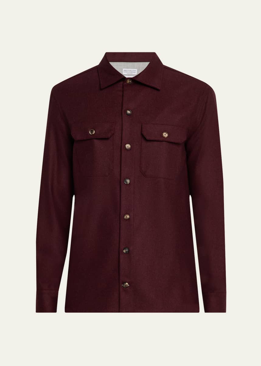 Brunello Cucinelli Men's Carded Flannel Overshirt