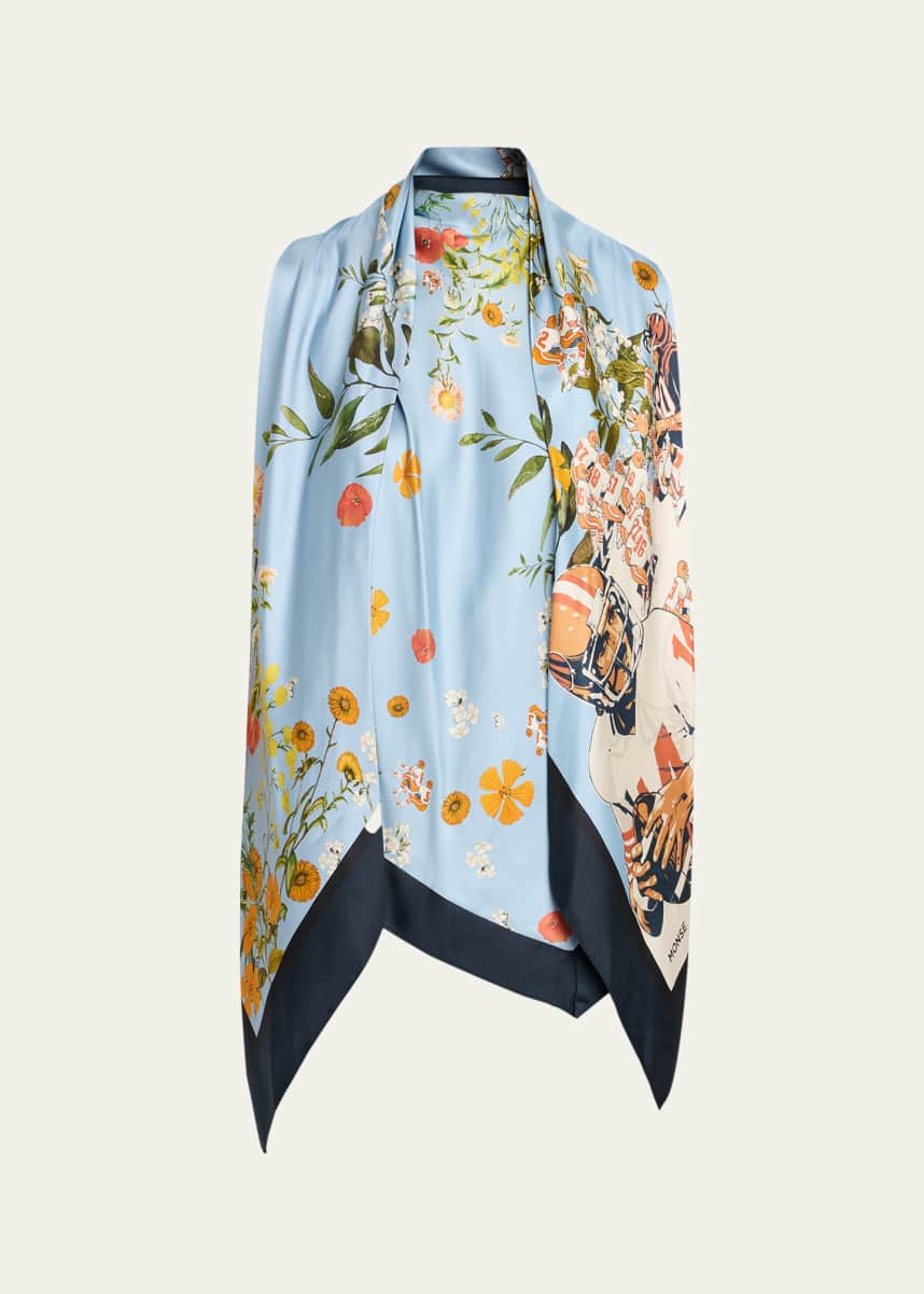 Monse Floral Printed Silk Scarf Top