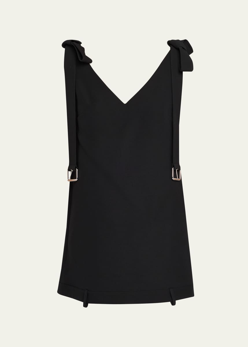 Monse V-Neck Belt Shoulder-Tie Mini Dress