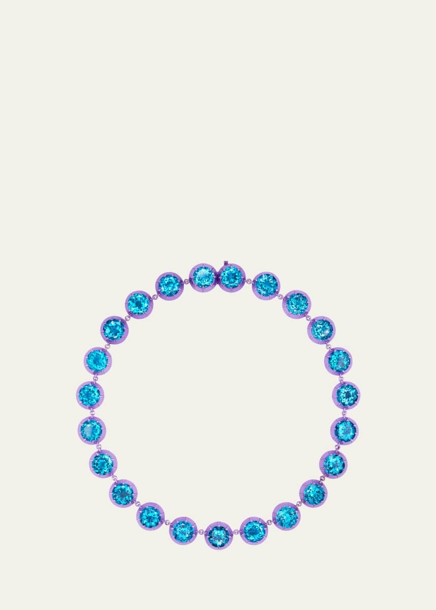 Emily P. Wheeler 18K White Gold Purple Riviere Necklace with Swiss Topaz