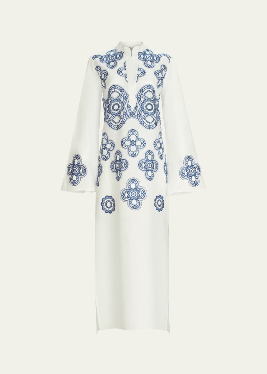 Silvia Tcherassi Adalys Geometric Linen-Cotton Tunic Dress
