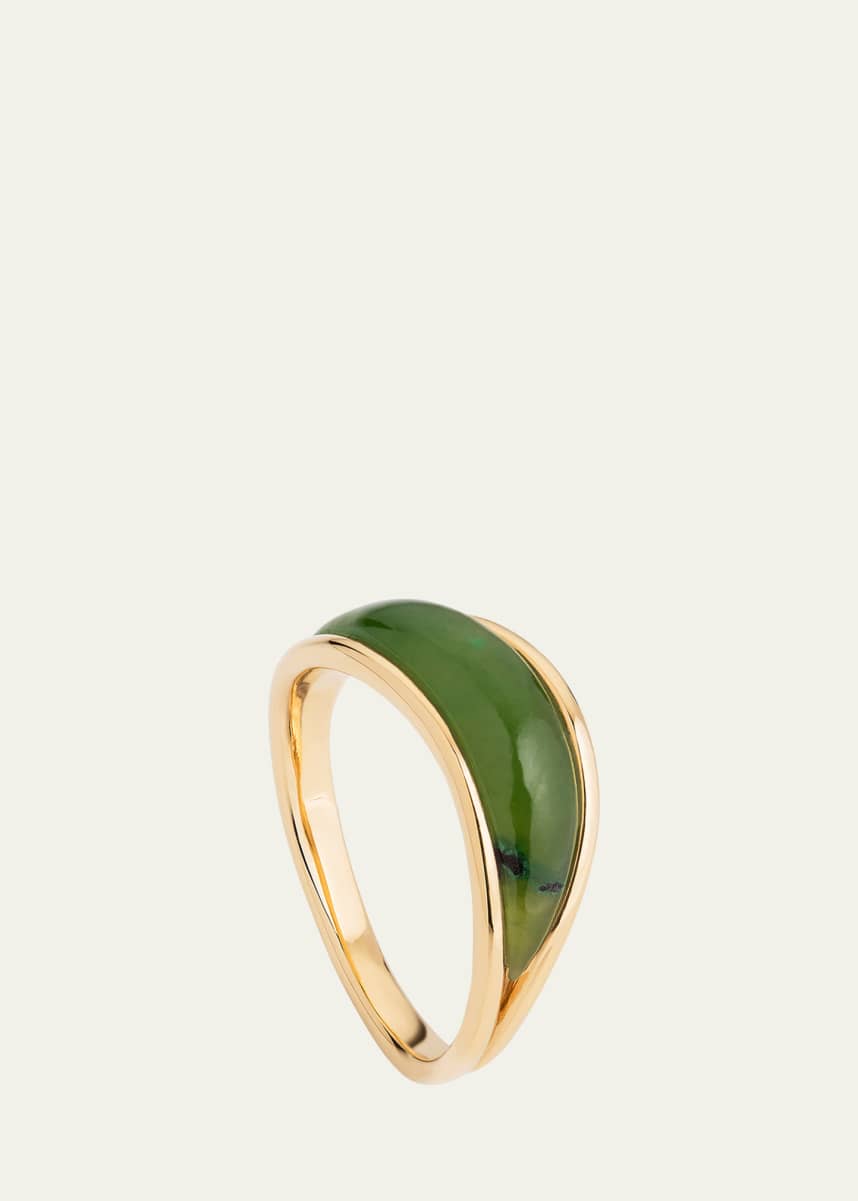 Fernando Jorge 18K Yellow Gold Stream Wave Ring with Jade