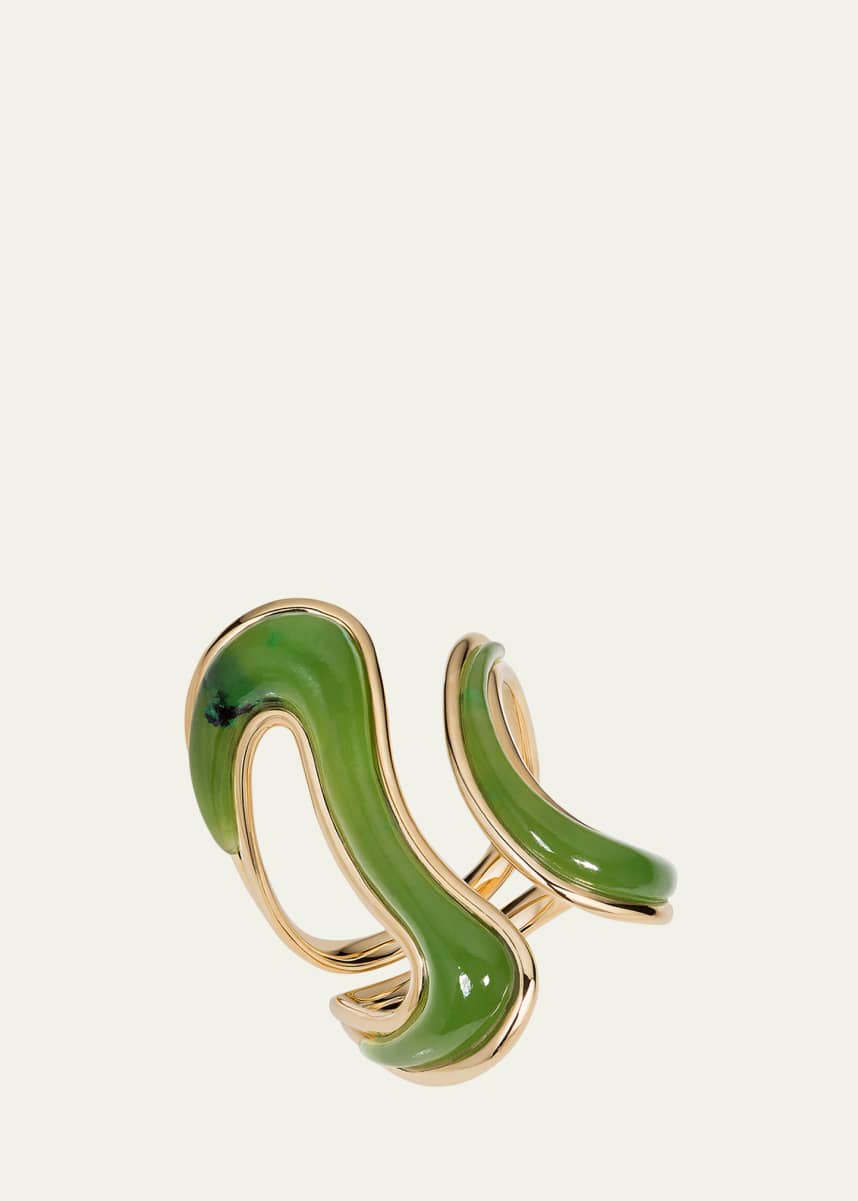 Fernando Jorge 18K Yellow Gold Stream Open Ring with Jade