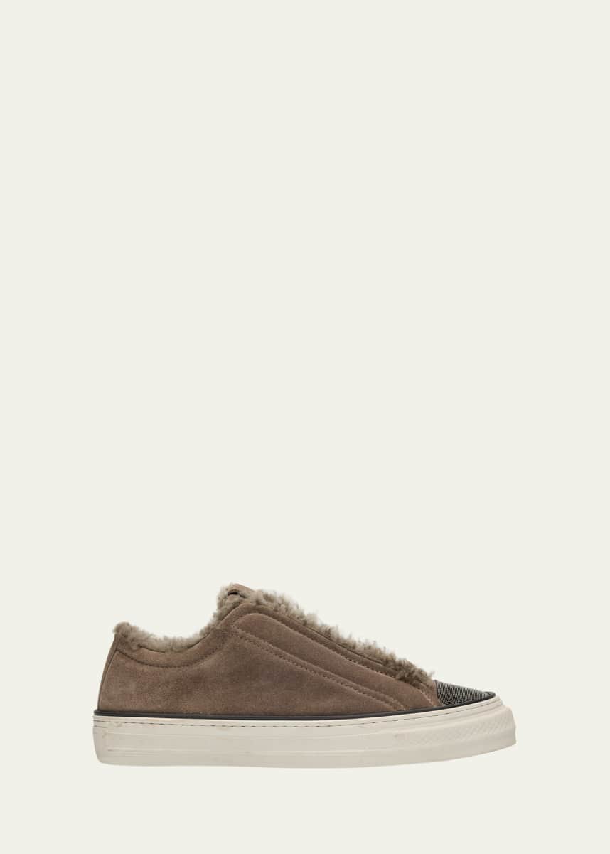 Brunello Cucinelli Monili Detail Shearling-Lined Slip-On Sneakers