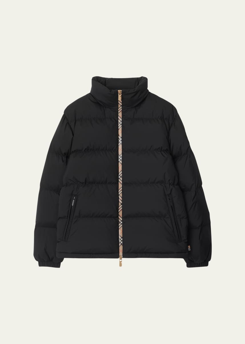Burberry Men's Check-Zip Down Jacket