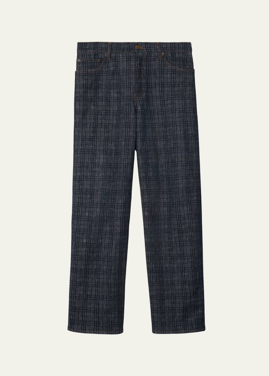 Burberry Men's Denim Check Five-Pocket Pants