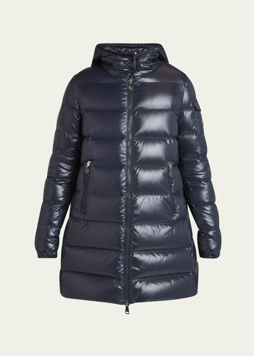 Moncler Courcelles Long Hooded Down Puffer Coat