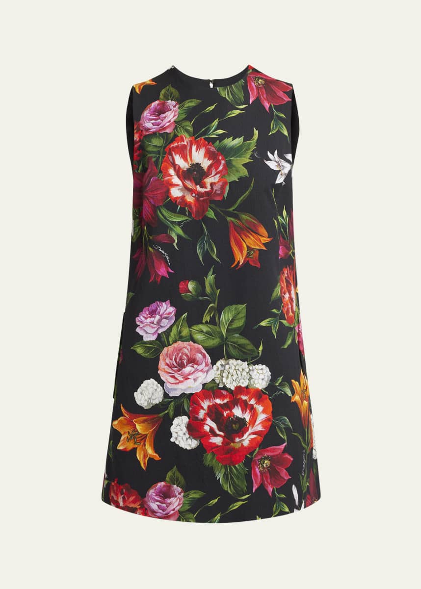 Dolce&Gabbana Floral-Print Sleeveless Mini Shift Dress