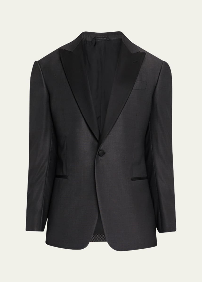 Emporio Armani Men's Micro-Dot Silk Peak Lapel Tuxedo