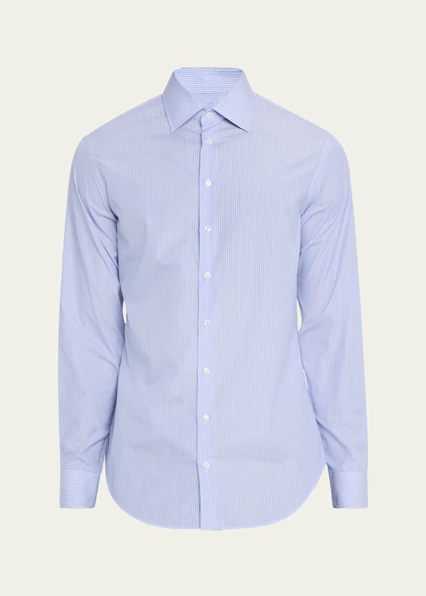 Giorgio Armani Men's Majesty Cotton Vertical Stripe Dress Shirt