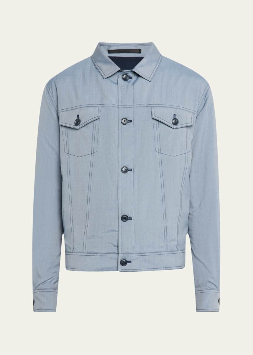 Giorgio Armani Men's Silk Denim Blouson Jacket