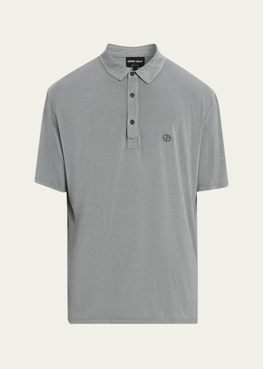 Giorgio Armani Men's Silk and Cotton Jersey Polo Shirt