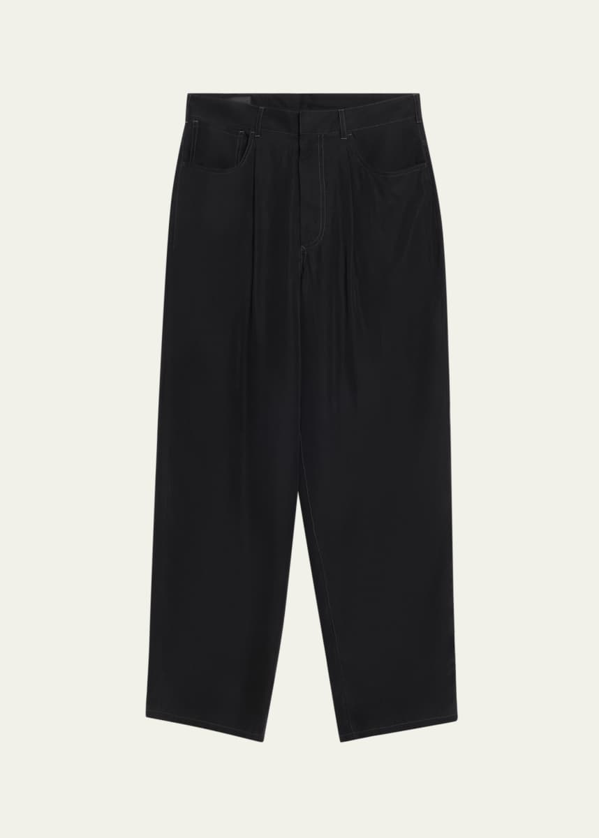 Giorgio Armani Men's Lyocell Relaxed-Fit Pleated Trousers