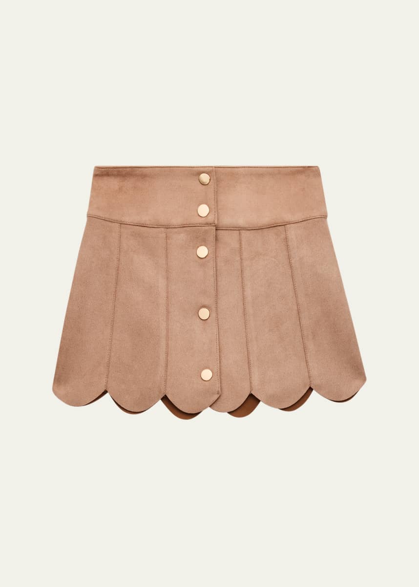 KatieJ NYC Girl's Tween Autumn Scalloped Mini Skirt, Size S-L