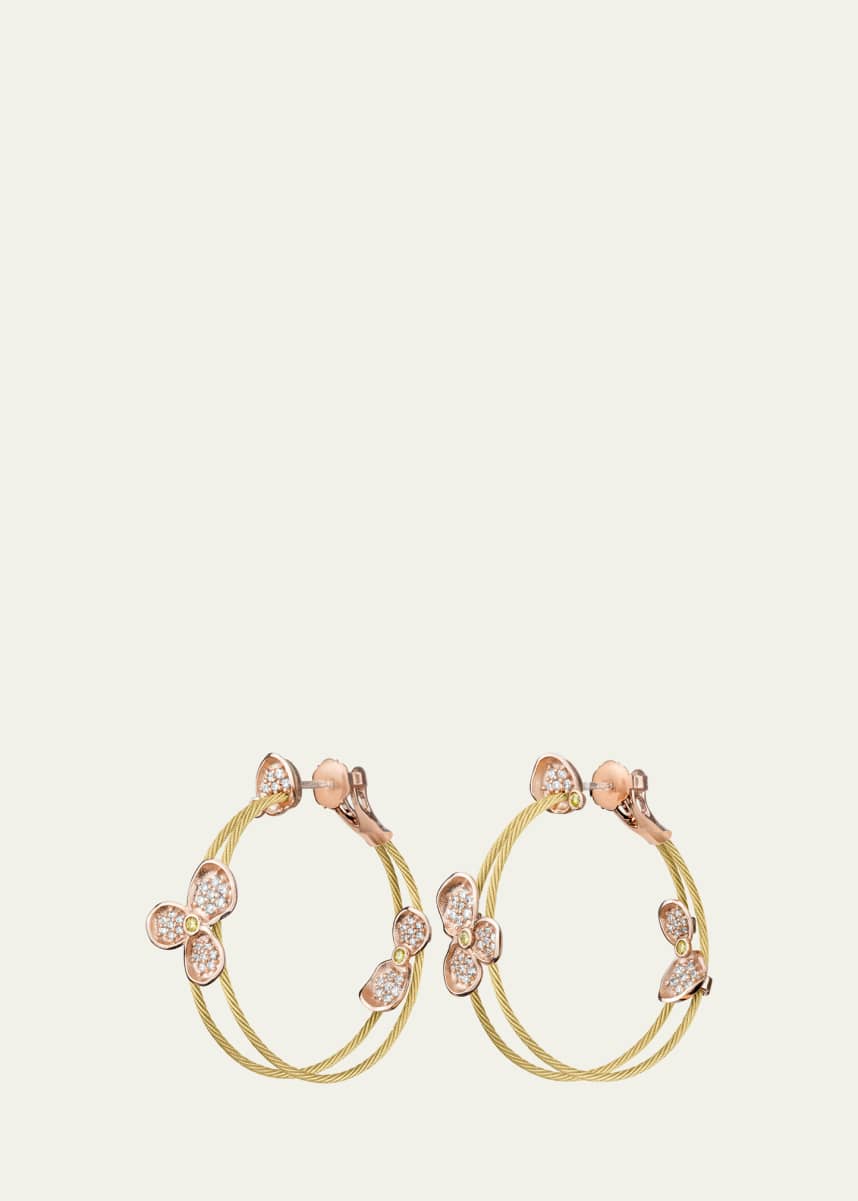 Paul Morelli Forget Me Not 18K Gold Double-Wire Hoop Earrings with Diamonds
