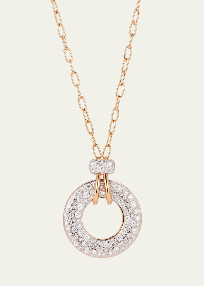 Pomellato Iconica 18K Rose Gold Diamond Pave Donut Pendant Necklace