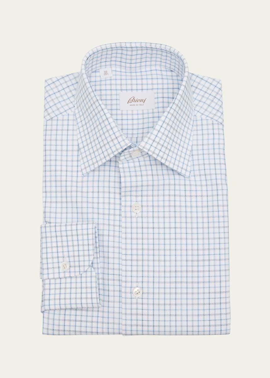 Brioni Men's Cotton Graph Check Dress Shirt