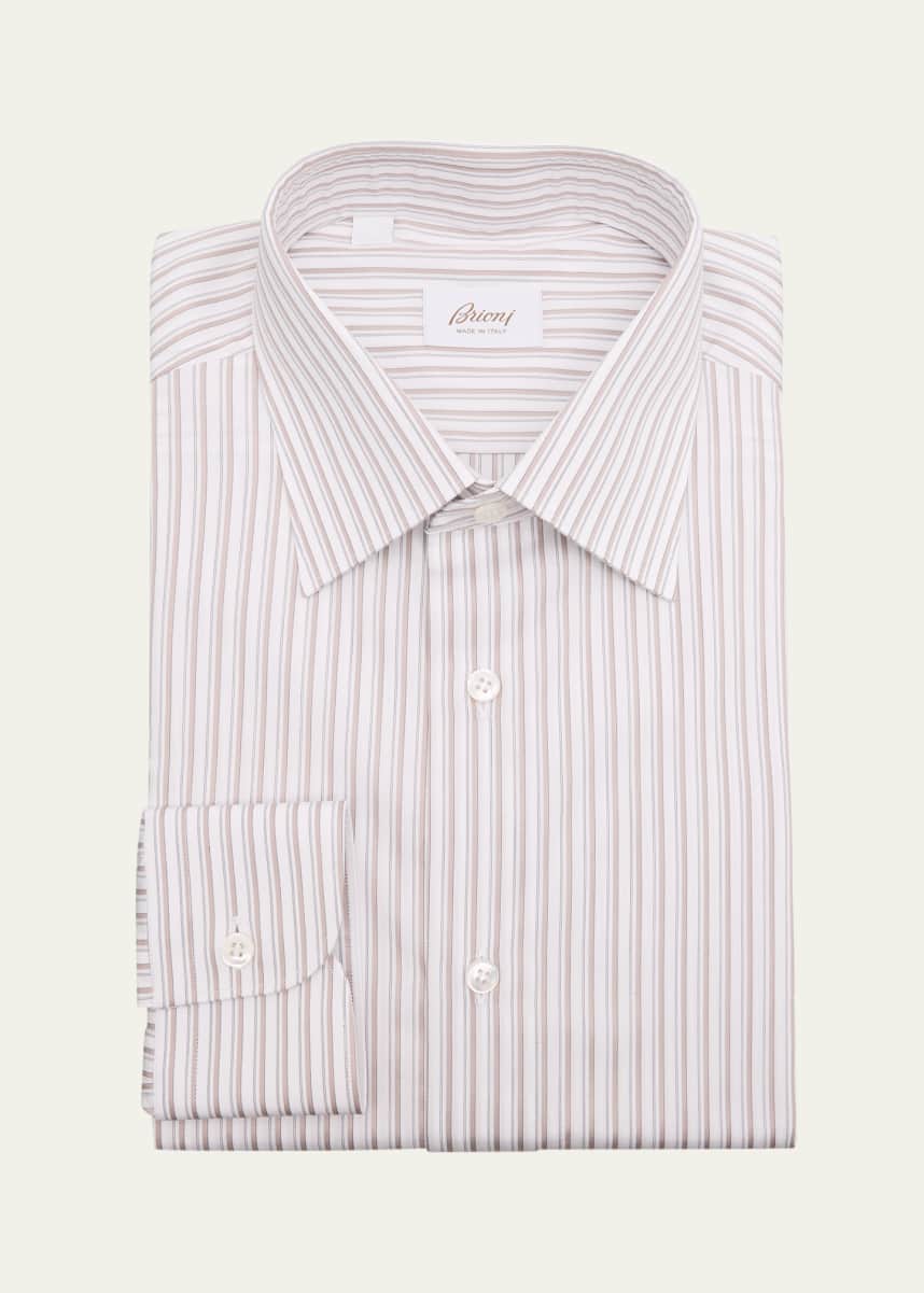 Brioni Men's Cotton Multi-Stripe Dress Shirt