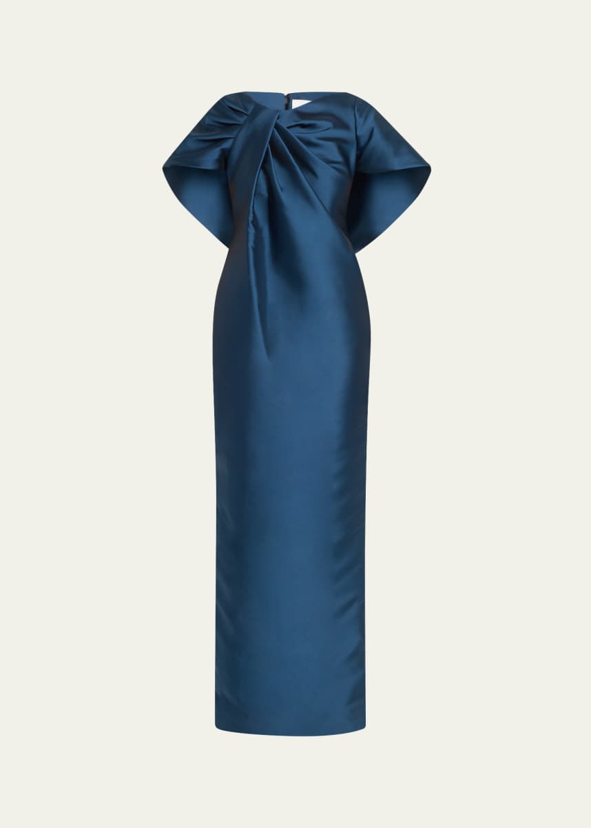 Atelier Prabal Gurung Meryl Asymmetric Drape Mikado Column Gown
