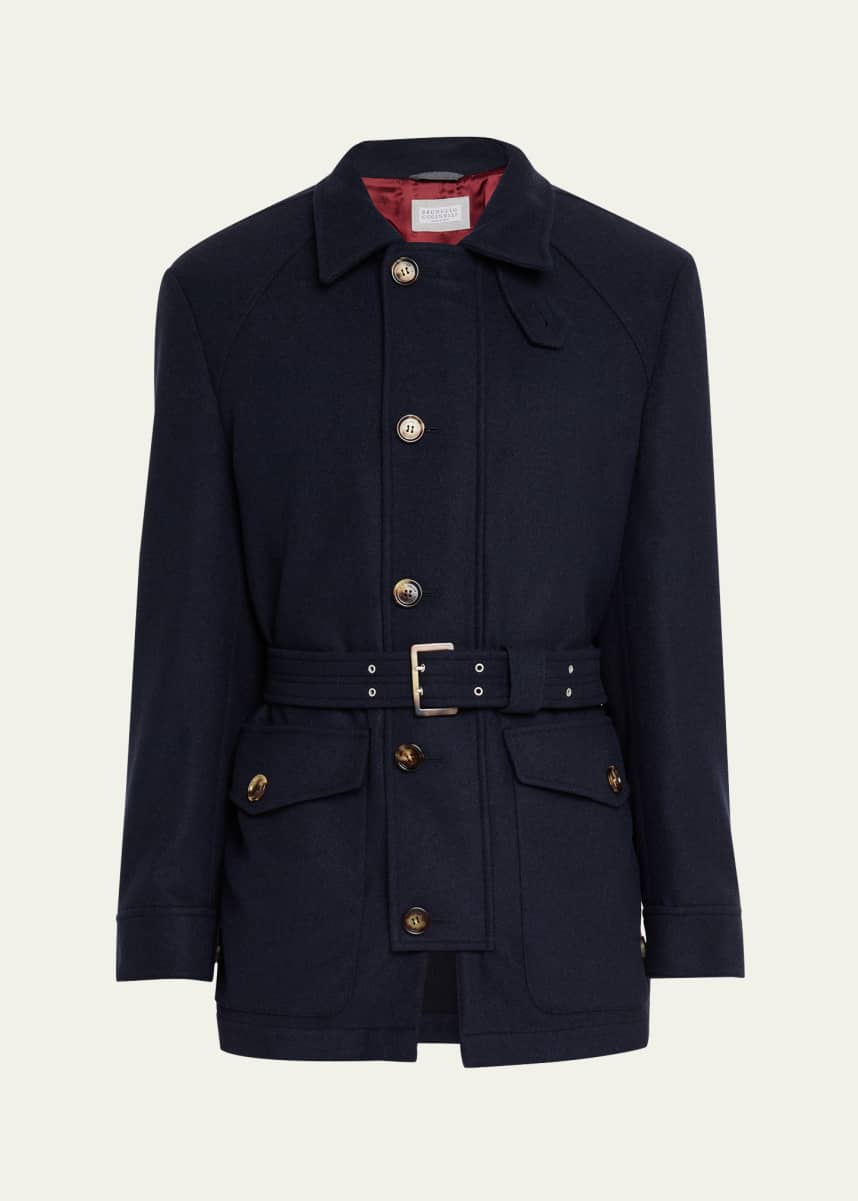 Brunello Cucinelli Men's Cashmere Belted Utility Coat