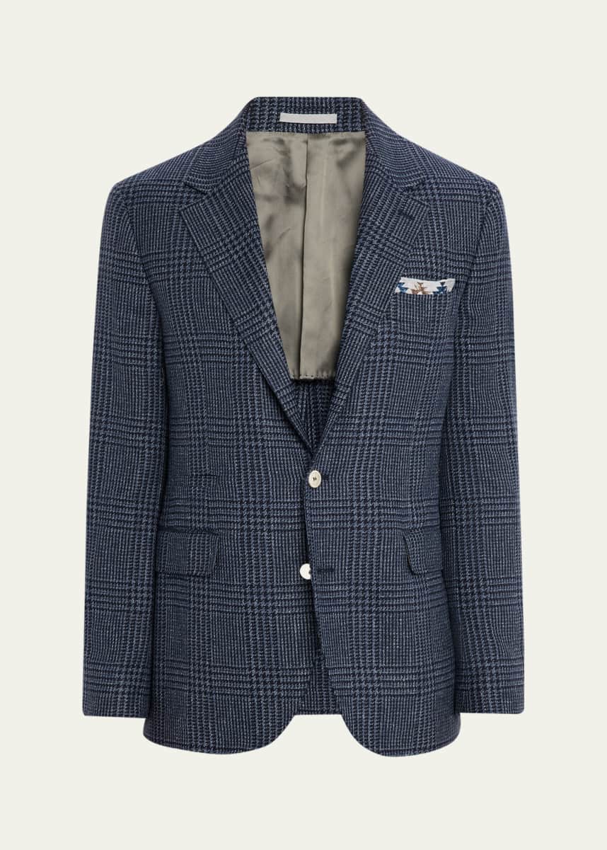 Brunello Cucinelli Men's Alpaca Wool and Silk Plaid Sport Coat