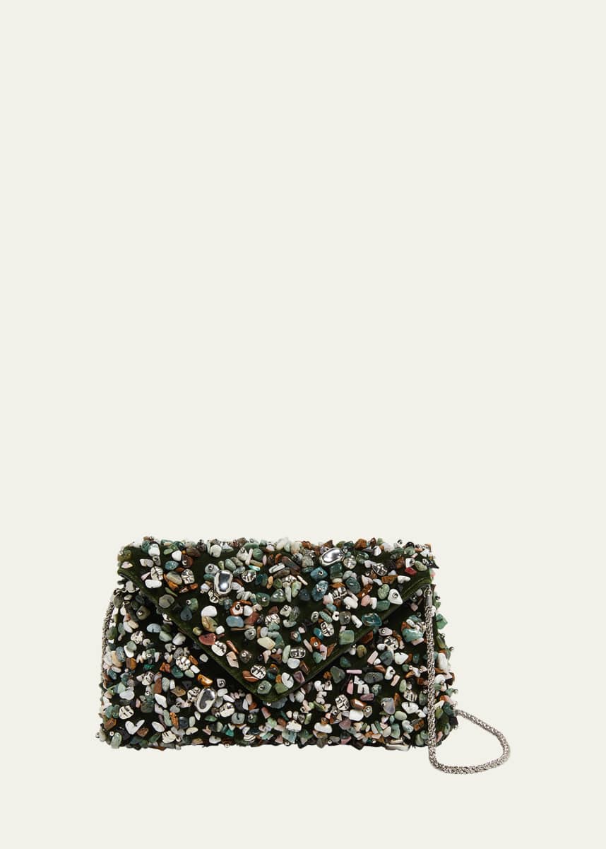 Dries Van Noten Stone-Embellished Envelope Clutch Bag