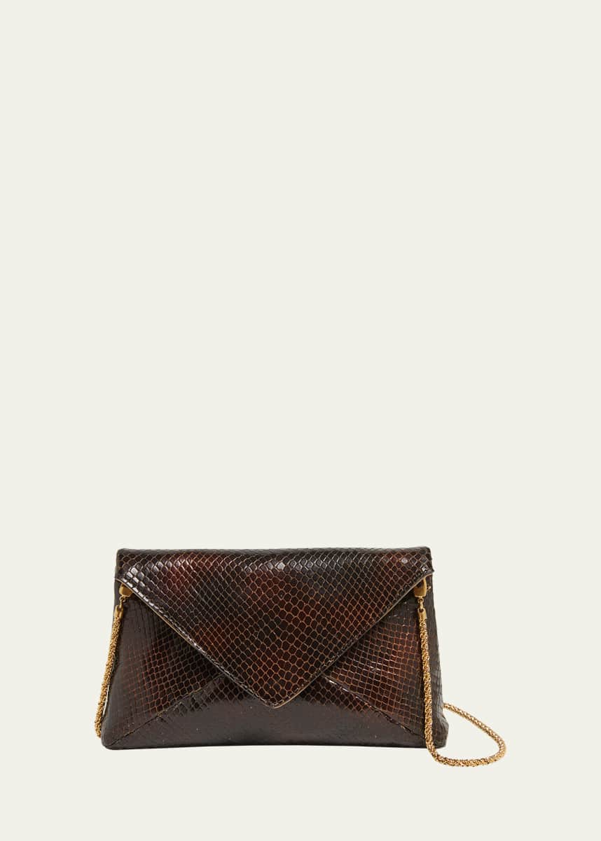 Dries Van Noten Small Embossed Leather Envelope Clutch Bag