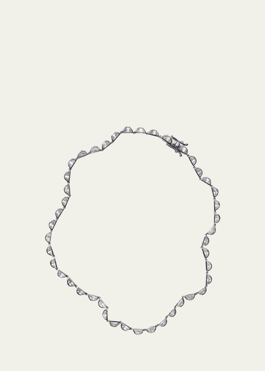 NAKARD Riviere Scallop Half-Moon White Zircon Tennis Necklace