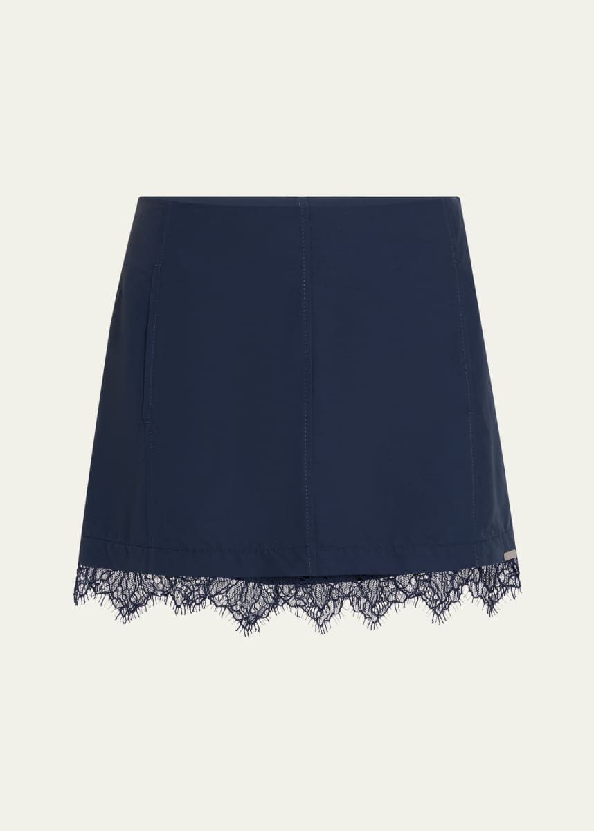SIMKHAI Tobie Lace-Trim Mini Skirt