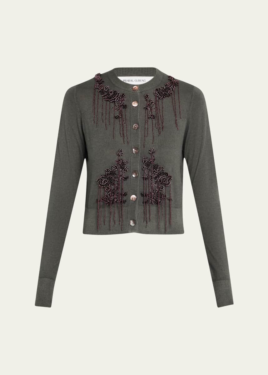 Prabal Gurung Embroidered Button-Front Cardigan