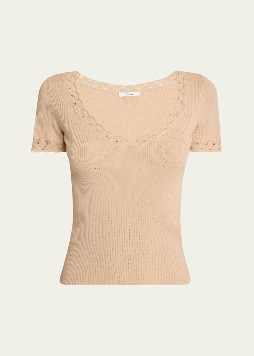 Chloe Pointelle Knit Wool Top