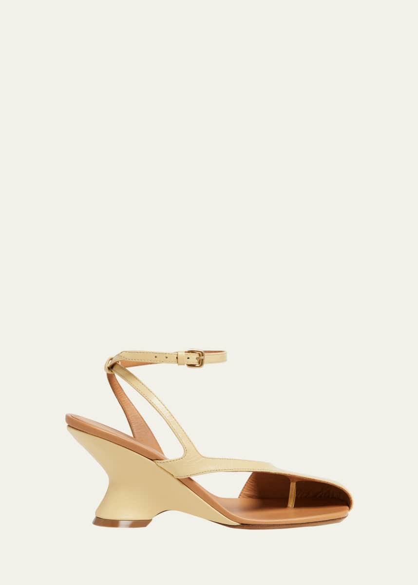 Dries Van Noten Asymmetrical Leather Wedge Sandals