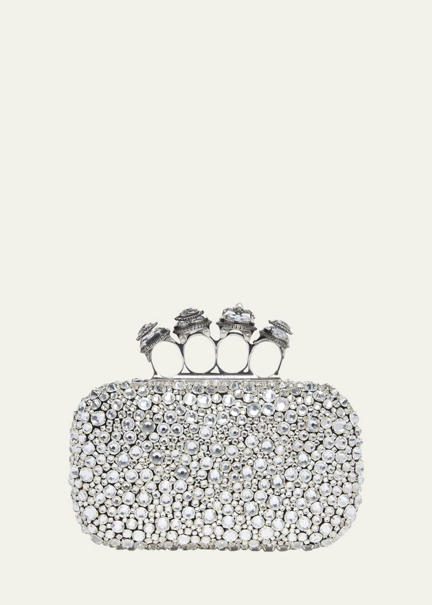 McQueen Skull Spider Four Ring Crystal Clutch Bag