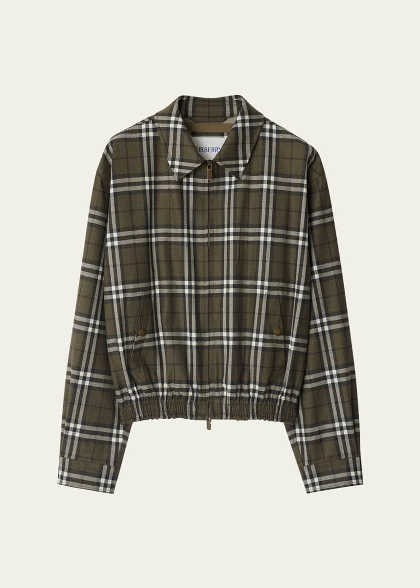 Burberry Men's Wool Check Blouson Zip Jacket