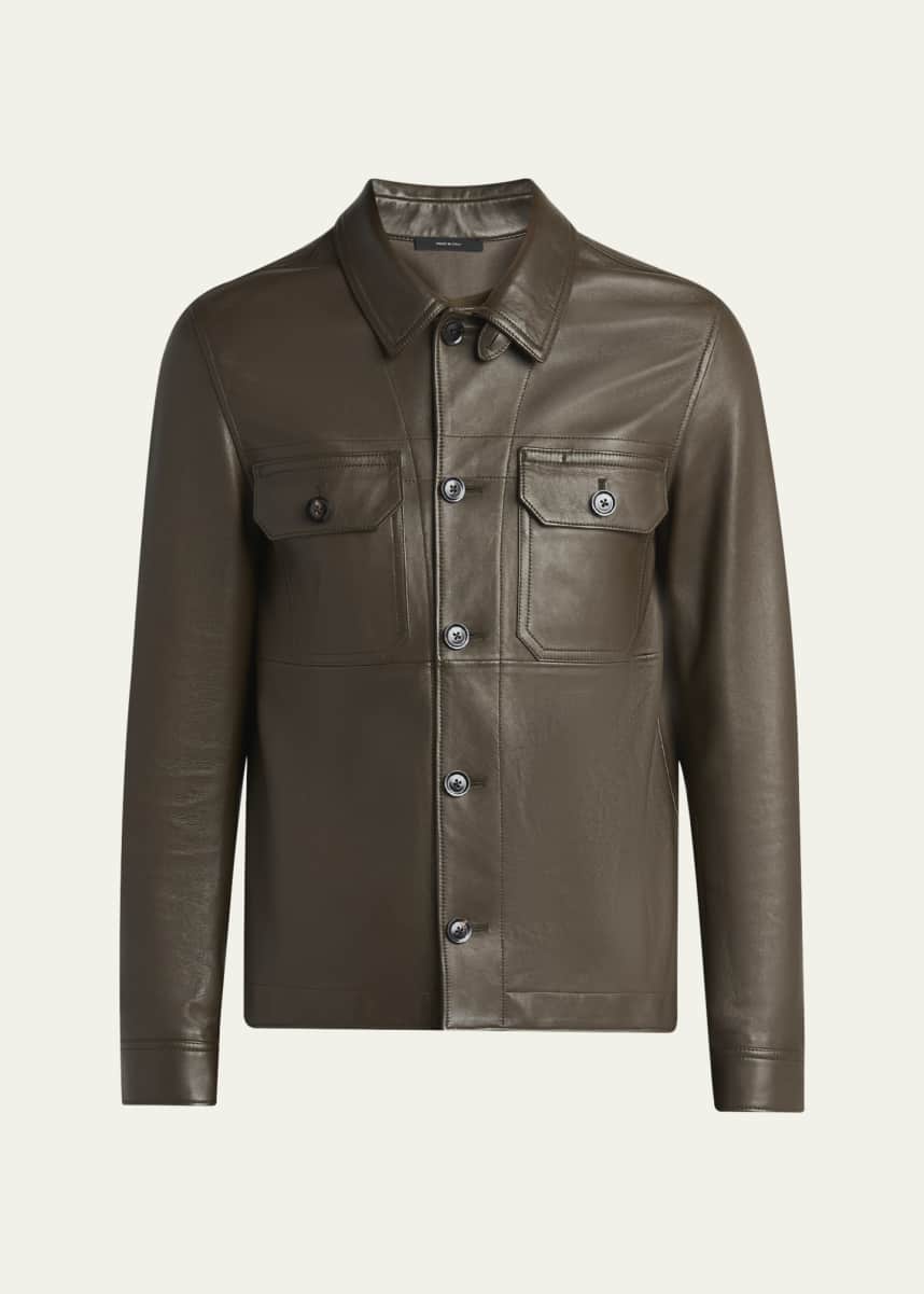 TOM FORD Men's Smooth Leather Double Pocket Overshirt