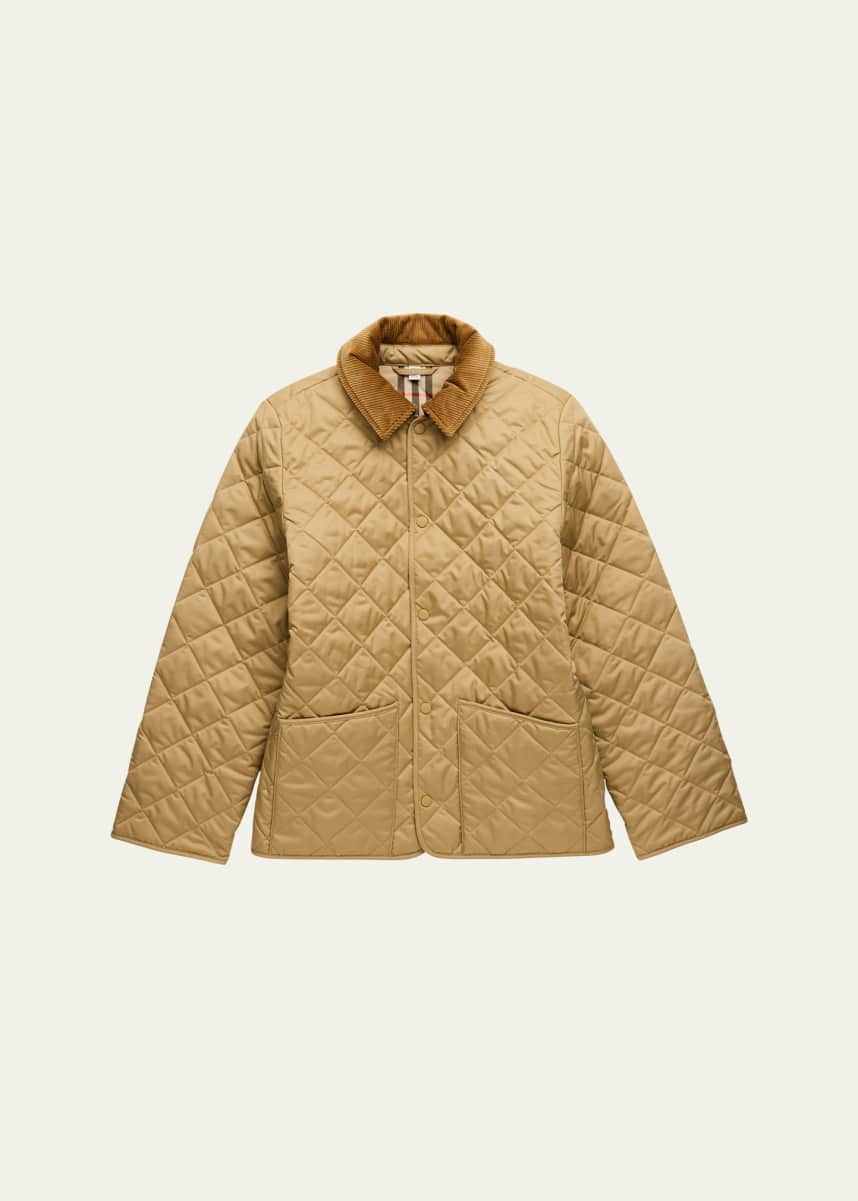 Burberry Girl's Milo Corduroy-Collar Quilted Jacket, Size Newborn-14