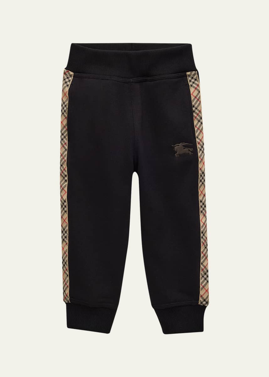 Burberry Boy's Jackson Check Tape Jog Pants, Size Newborn-14