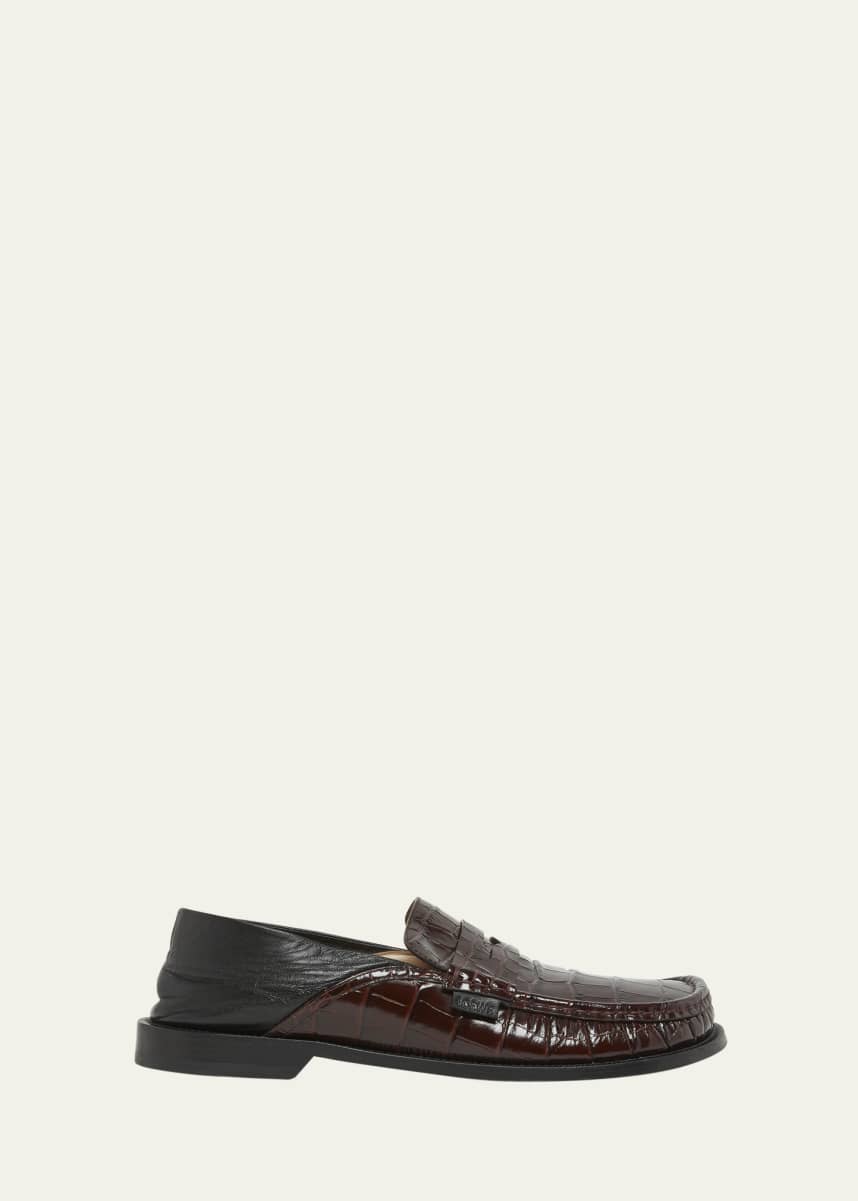 Loewe Men's Campo Croc-Effect Collapsible-Back Loafers - Bergdorf