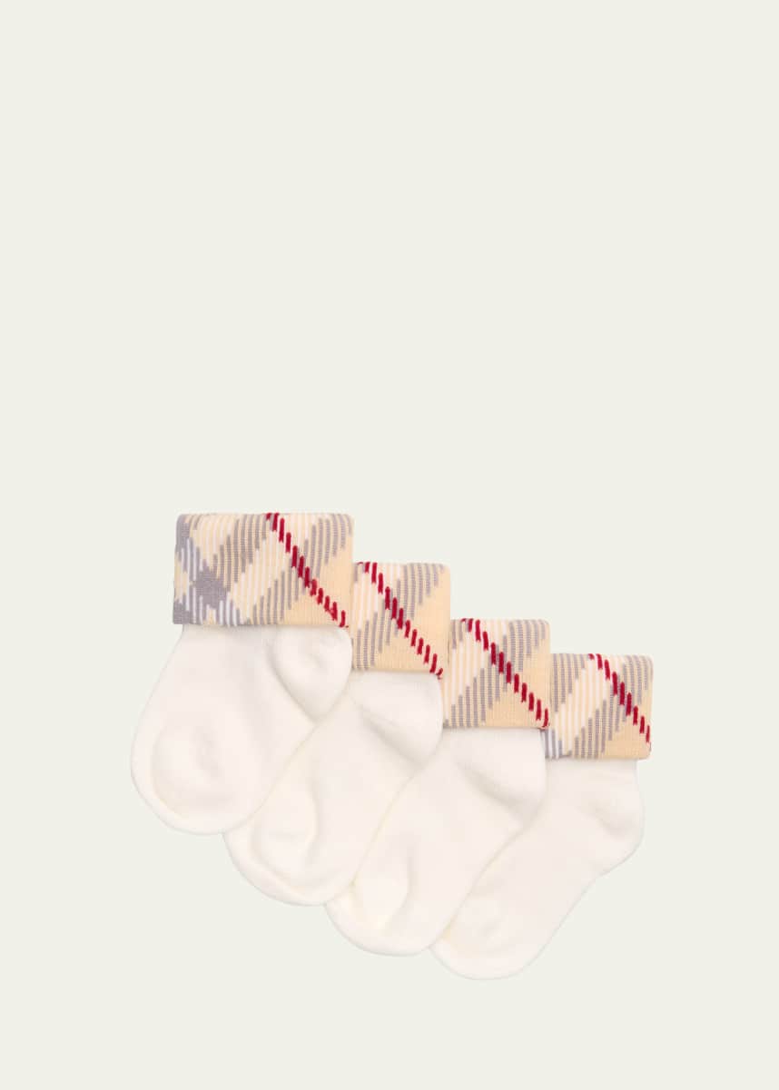 Burberry Kid's 2-Pack Check Socks, Size 1M-18M