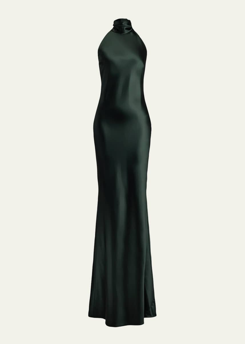 Ralph Lauren Collection Chilton Stretch Satin Halter Evening Dress
