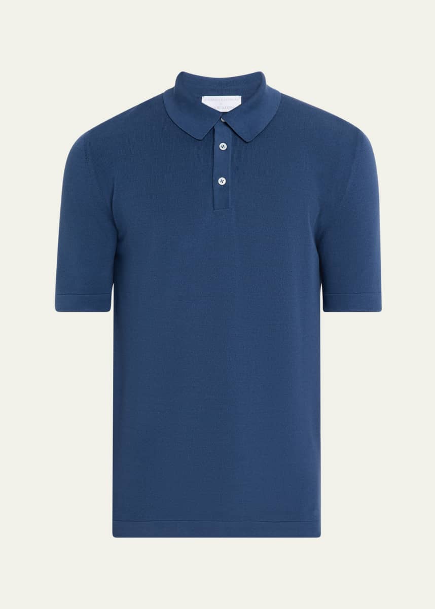 Anderson & Sheppard Men's Short-Sleeve Knit Polo Shirt