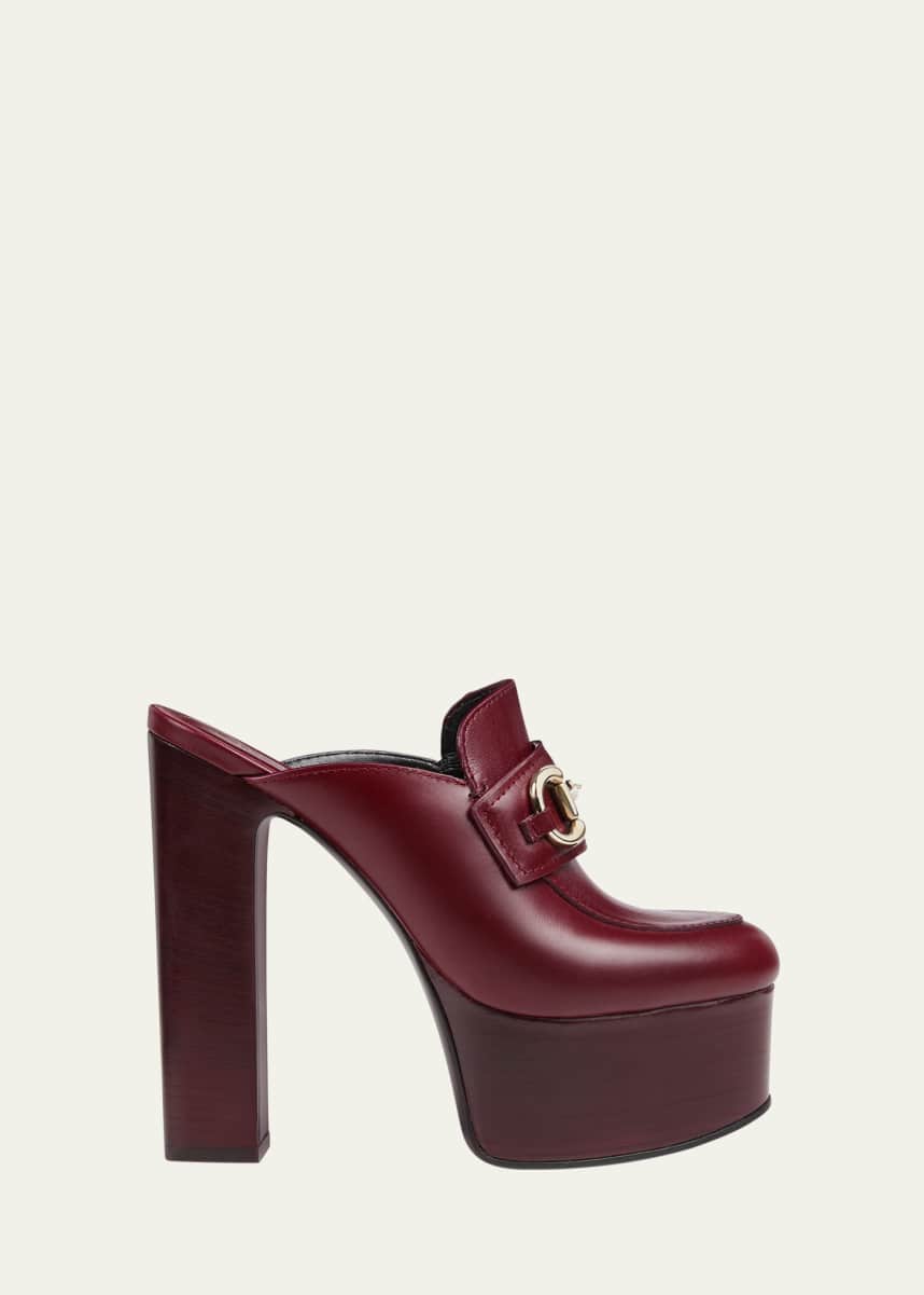 Gucci Leather Horsebit 1955 Platform Mules