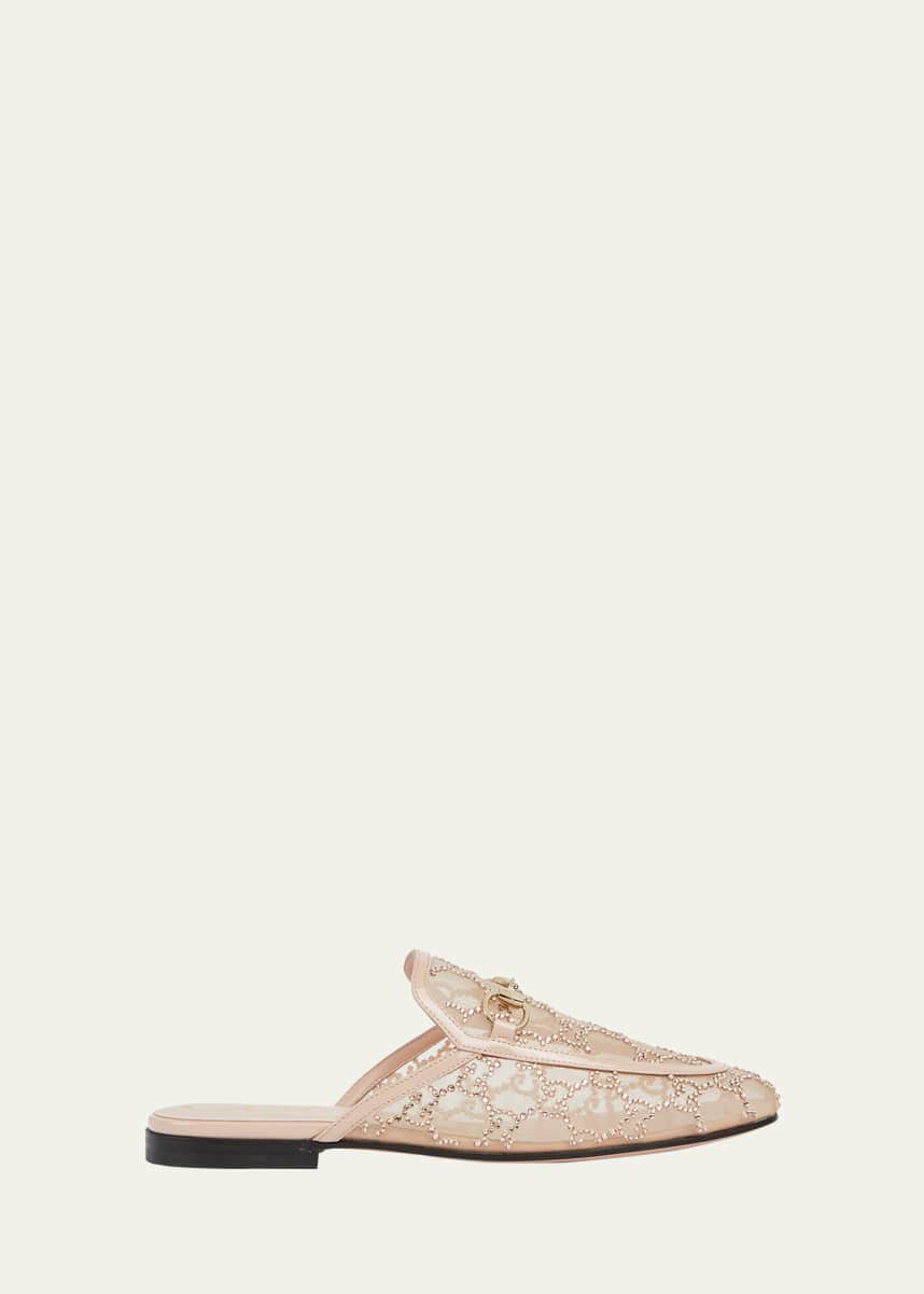 Gucci Princetown Crystal GG Mesh Mules