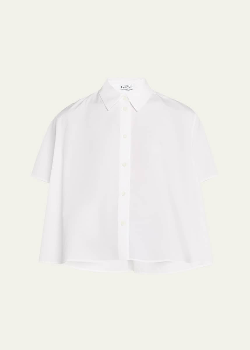 Loewe Poplin Short-Sleeve Trapeze Blouse