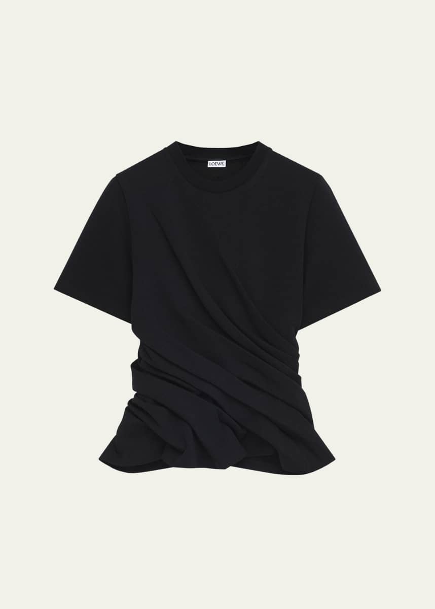 Loewe Short-Sleeve Draped Twisted T-Shirt