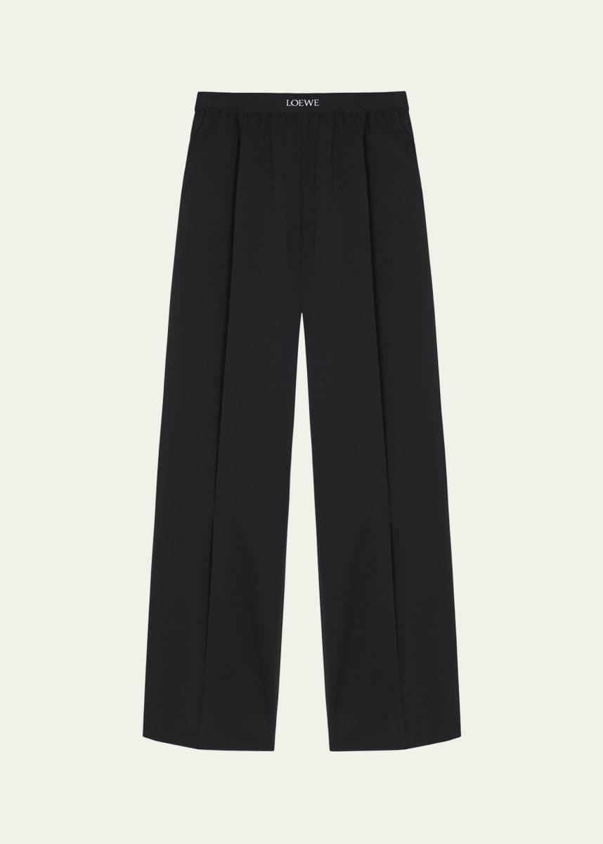Loewe Logo Waistband Wide-Leg Trousers