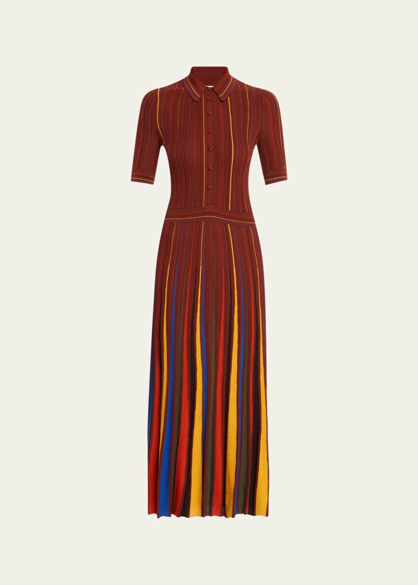 Gabriela Hearst Calypso Pinstripe Merino Dress