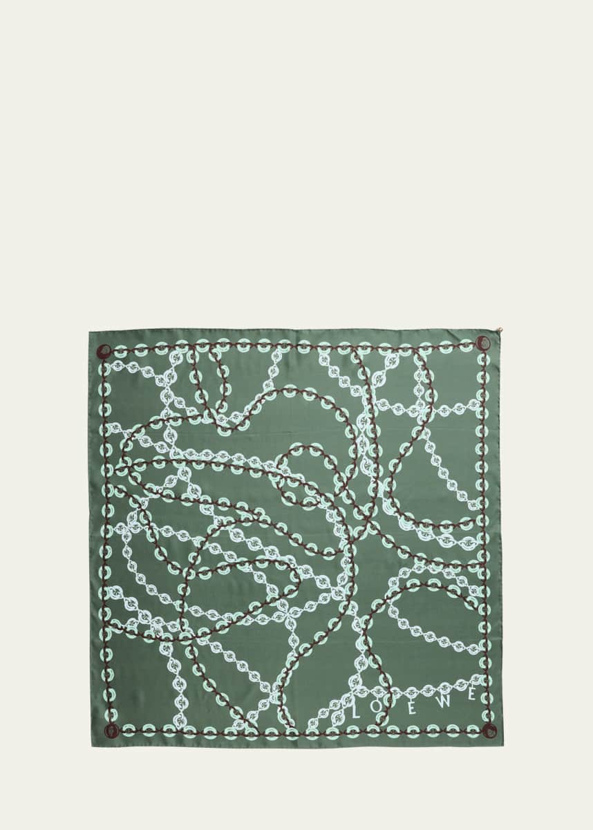 Loewe Donut Chain Printed Silk Scarf with Detachable Pebble