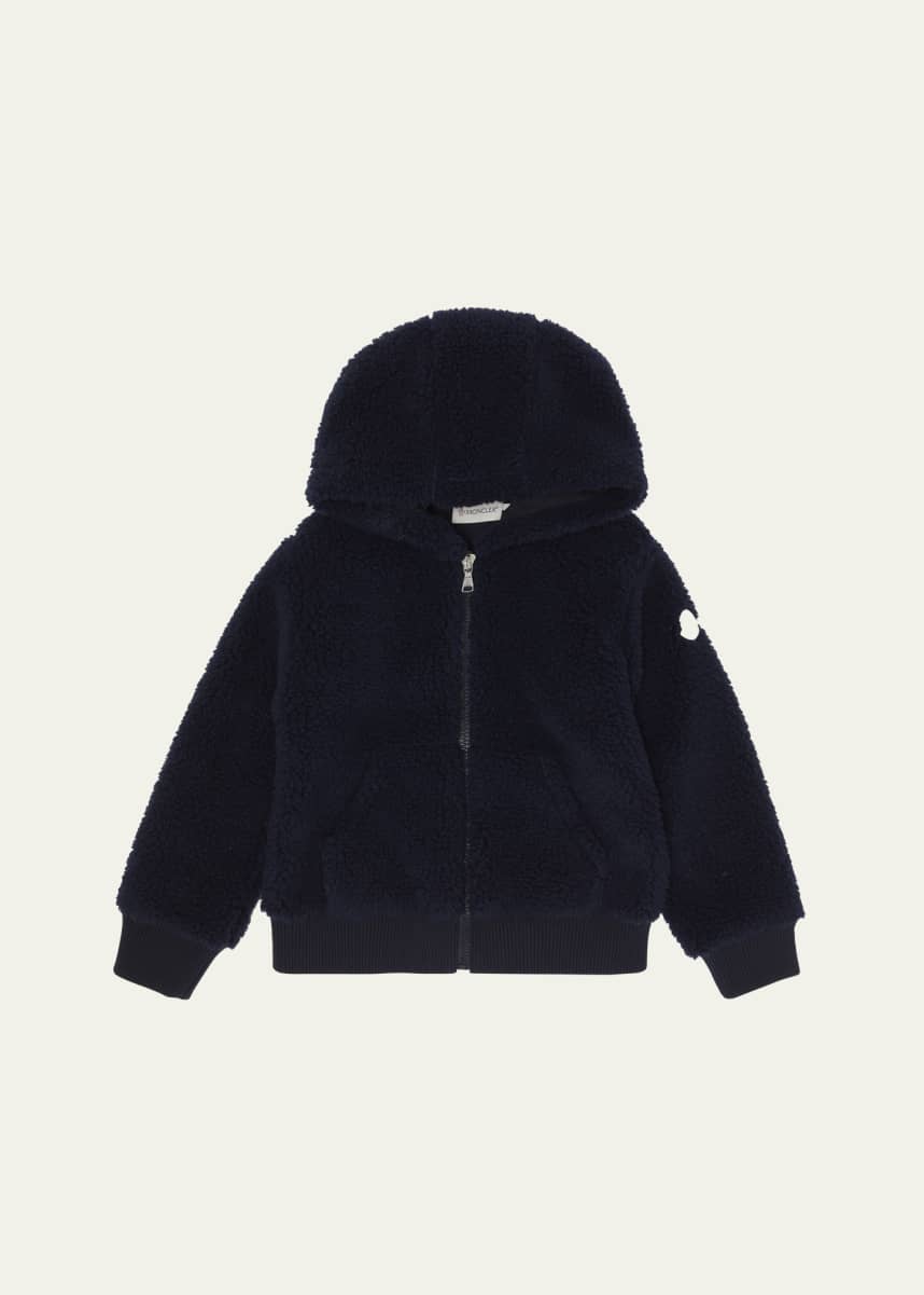Moncler Boy's Teddy Fleece Zip-Front Sweatshirt, Size 12-14